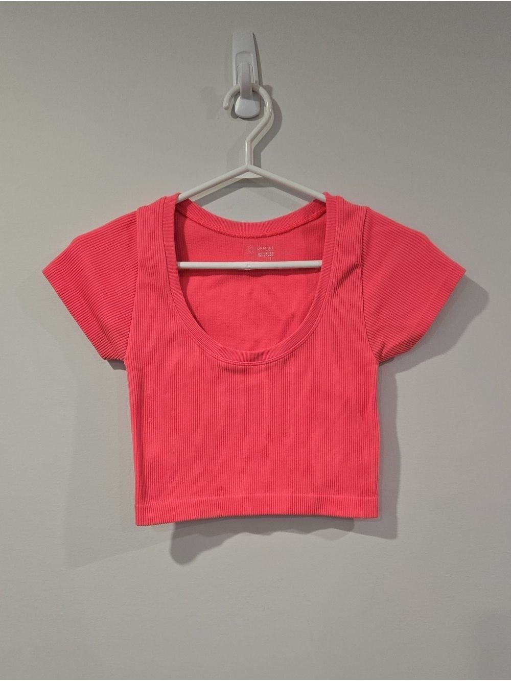 Aerie Offline Ribbed Scoop Neck Crop Top - Neon Pink
